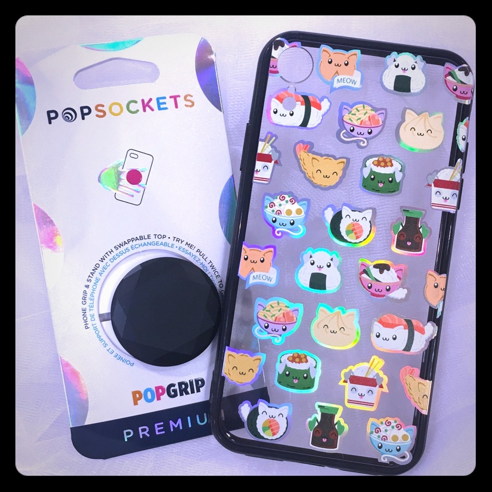 XR Holo Sushi Cat Case + Black Popsocket